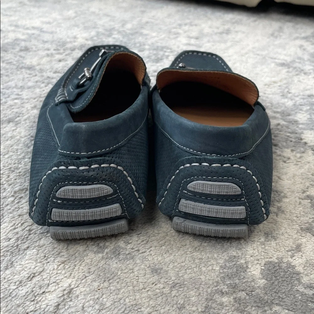 New Winthrop Naples Horsebit Loafer Leather Perforated Navy Blue Sz 9